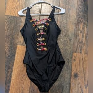 NEW- NEVER WORN Black Lace-Up Swimsuit